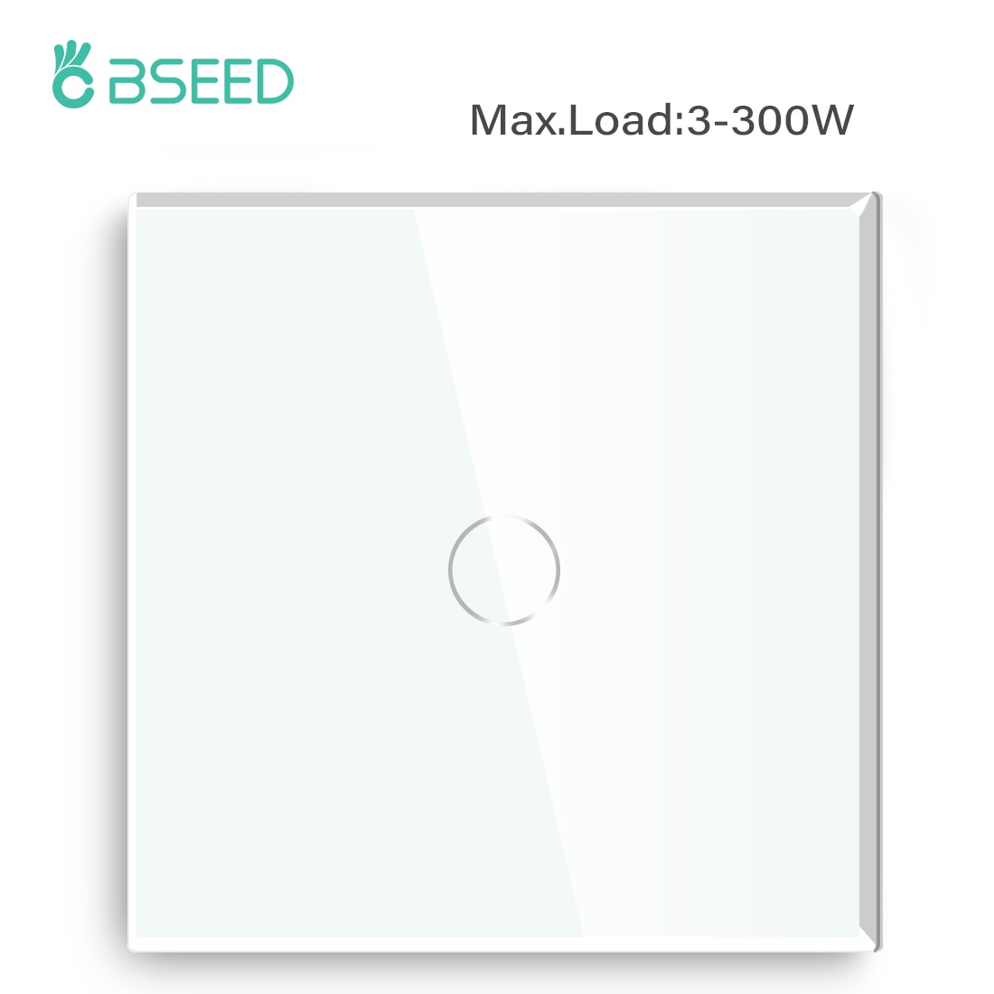 BSEED Touch Screen Light Switches LED Backlight EU Wall Sockets Switches Glass Panel Max.Load 300W 1/2/3Gang LED Light Switches