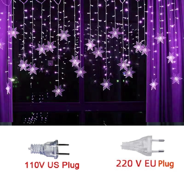 Weihnachten Schneeflocken LED Lichterketten Blinkende Fee Vorhang Lichter Wasserdicht Für Party Hochzeit Weihnachten Dekoration: Rot / EU-Stecker