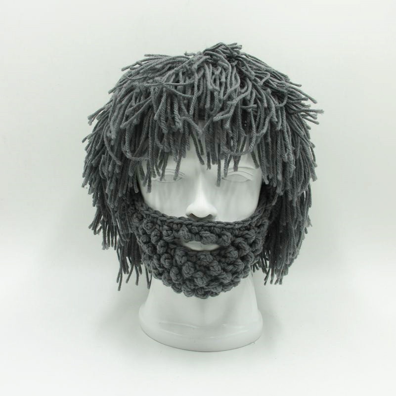 Erwachsene Häkeln Perücke Mütze mit Bart Wilden Mann Kreative Gestrickte Haar Hütte für Cosplay Partei Rasta Hütte