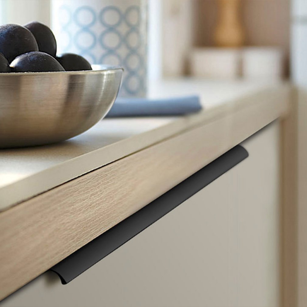 Invisible Strip Curved Handle Cabinet Zinc Alloy Kitchen Cabinet Drawer Handle Smooth Surface