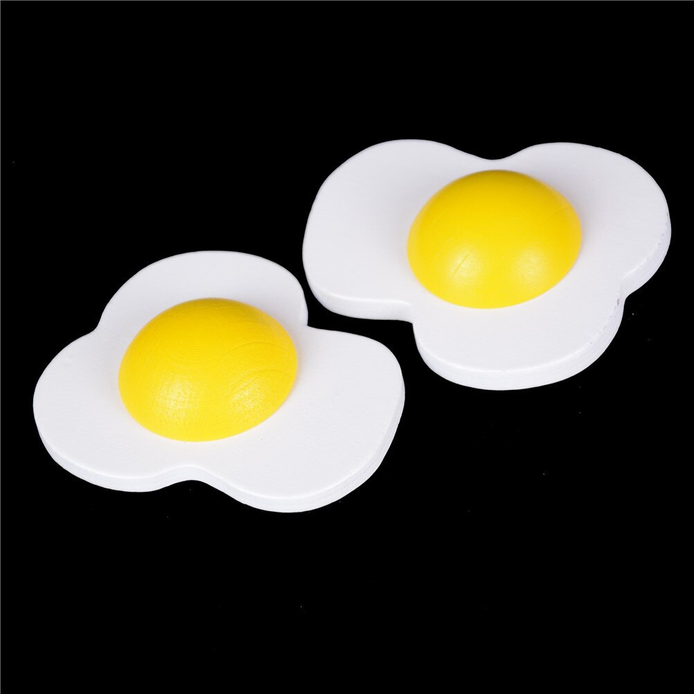 2Pcs Developmental Fun Kitchen Food Wooden Magnetic Omelette Egg Yolk Pretend Role Play Children Toy