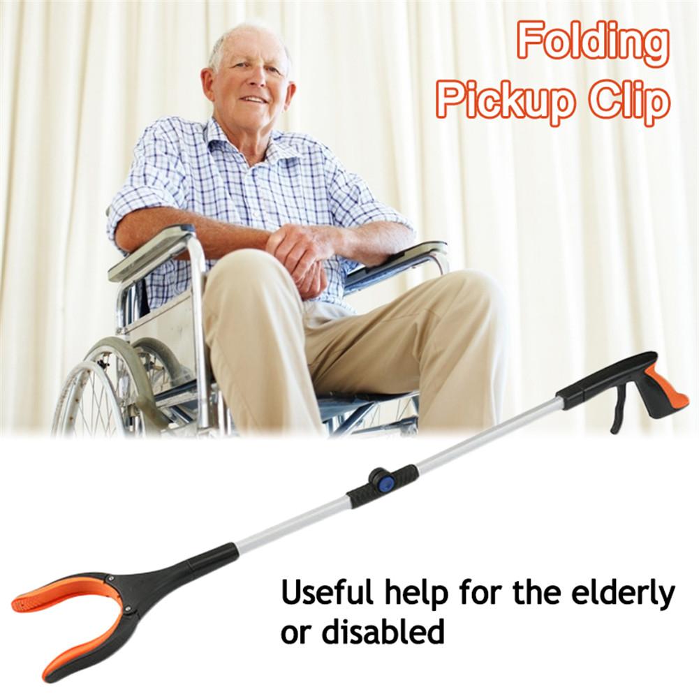 32inch Foldable Long Trash Clamps Grab Pick Up Tool Folding Garbage Clip Curved Handle Portable Trash Pickup Grabber Tool