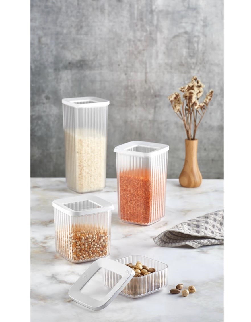 4 Pc Square Striped Storage Box Food Set Organizer Kitchen &amp; Pantry