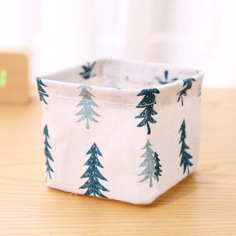 Cute Office Storage Box Multifunction Linen Desktop Basket Stationery Holder Desk Sundries Container Girls Makeup Organizer Case: B