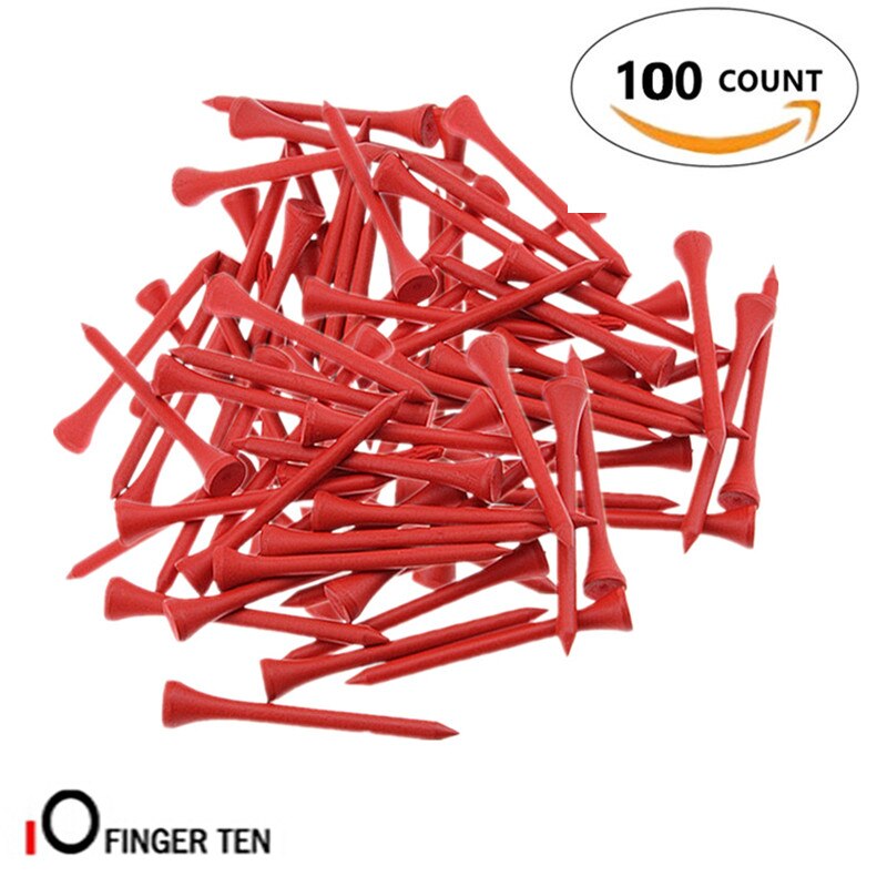 Golf tees træ 100 stk / sæt 70mm 2 3/4 tommer til driving range blå rød hvid træ blandede farver klub træningshjælp golf tee holder: Rød 100 tæller