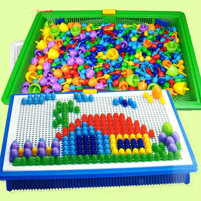 Box-pakket 296 korn svamp negleperler plast pædagogisk legetøj intelligent 3d gåder spil til børn baby børn  w127