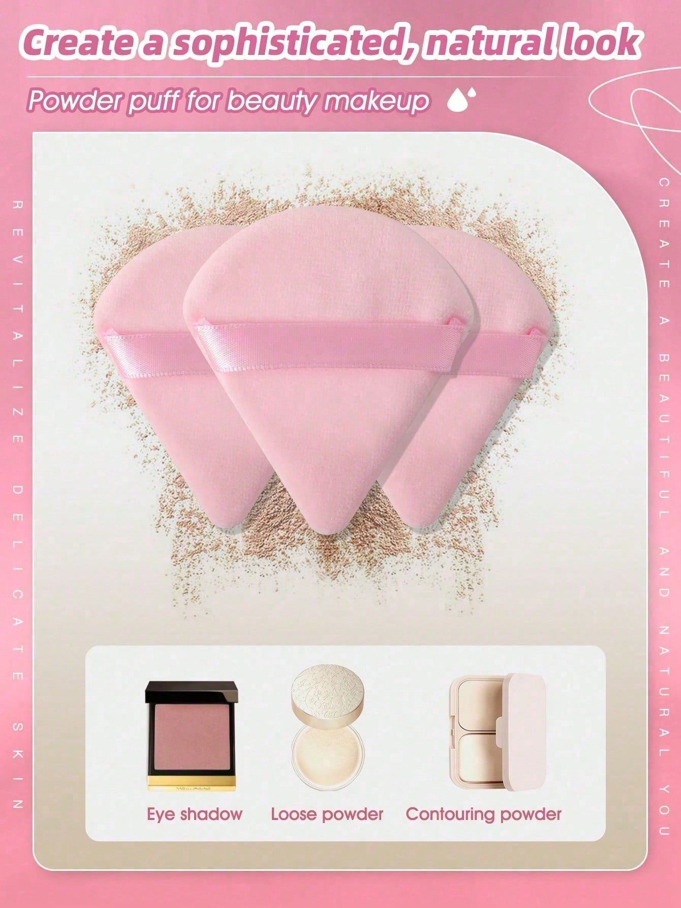 20/10/3/1pc driehoekige fluwelen make-up poederdons, gezichtspoederdons, herbruikbare make-up poederdons en oogmake-up poederdons