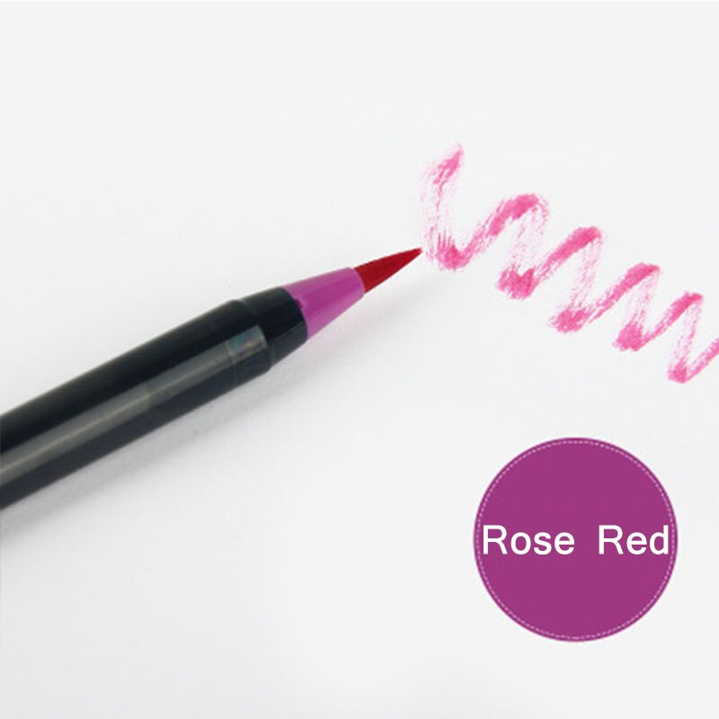 Sta art tuscher vandopløselig pen med dobbelt hoved til tegning af tegneserier håndmalet pensel tusch sæt kunst forsyninger med dobbelt spids penne: 16- rose rød