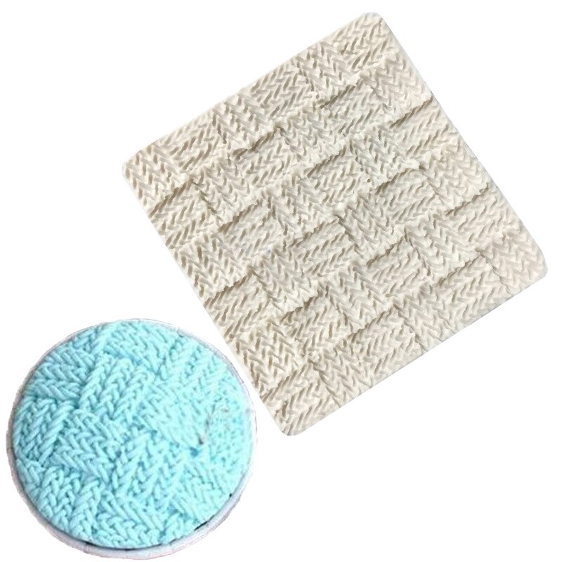 Breien Wol Kant Patroon Fondant Siliconen Mallen Road Knit Printing Pad Textuur Template Cake Decorating Bakken Cupcake Topper: m192