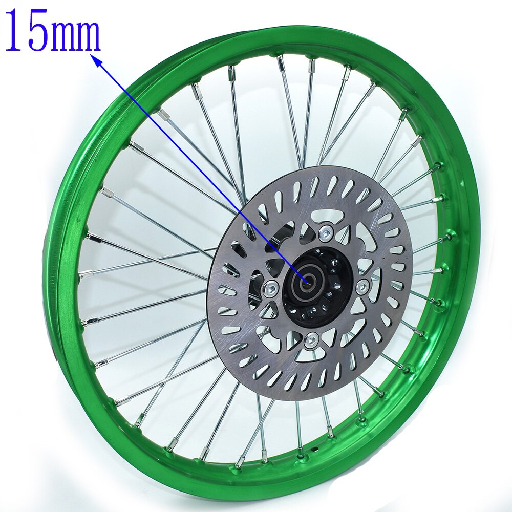 1.60X17 Inch Front Velgen Aluminium Plaat Velgen Met Schijfrem 1.60X17 "Inch Voor Klx crf Kayo Apollo Bse Pit Bike: 15mm Green