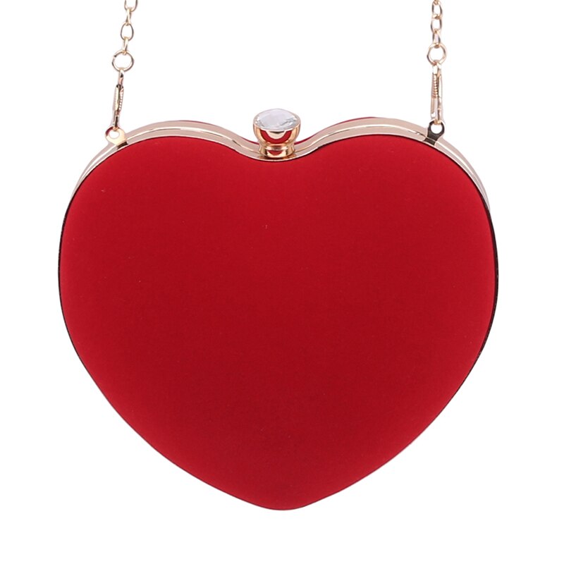 Bolsos de noche con diamantes en forma de corazón para mujer, carteras de hombro con cadena, para Día, noche, , boda: Red