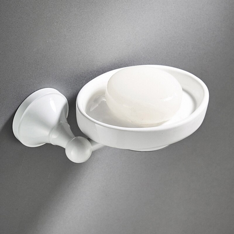 Ensemble d&#39;accessoires de salle de bain en laiton blanc, porte-savon de douche, porte-sèche-cheveux, porte-peignoir, brosse de toilette, porte-rouleau: soap dish