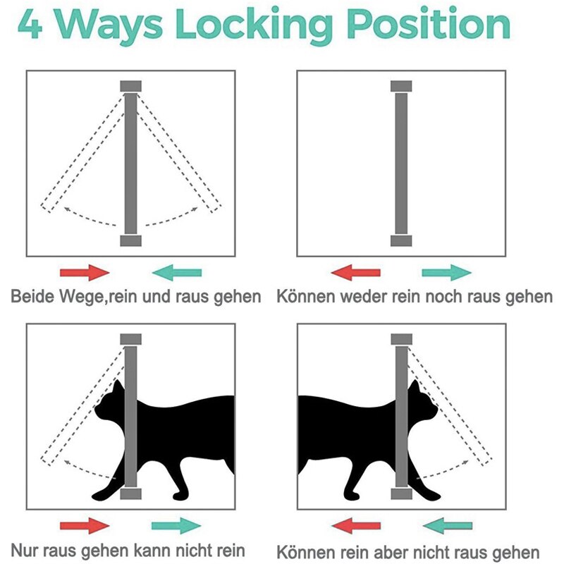 Puerta de 4 vías con solapa para perros y gatos, puerta de seguridad bloqueable para mascotas, animales, ventana, entrada libre, fácil de instalar, suministros para mascotas