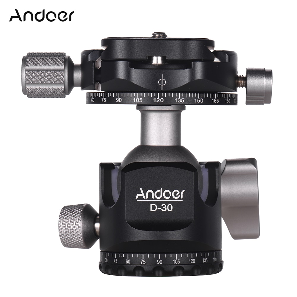 Andoer D-30 Doppio Panoramica Testa di Lavorazione CNC In Lega di Alluminio Testa A Sfera Doppio U Tacca Basso Centro di Gravità per Treppiede monopiede