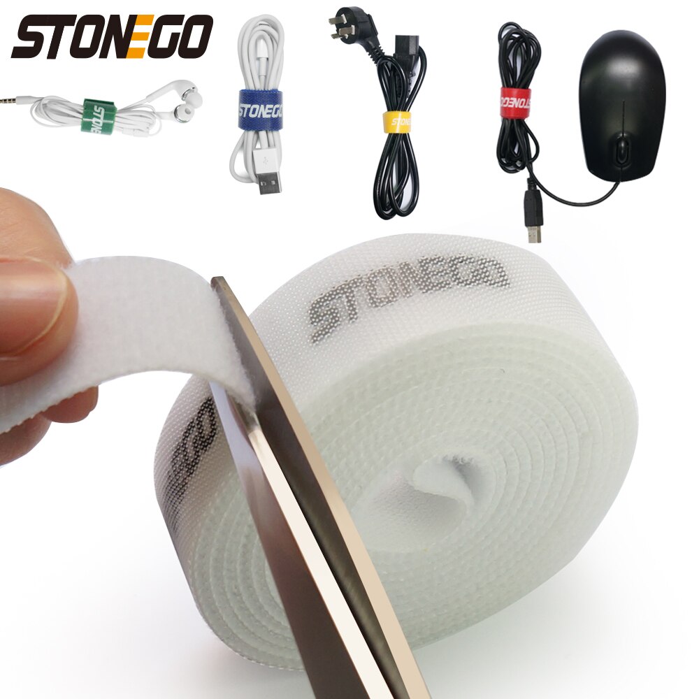 Stonego Usb Kabel Winder Kabel Organizer Ties Muis Draad Oortelefoon Houder Hdmi Cord Gratis Cut Management Telefoon Hoop Tape Protector: WHITE