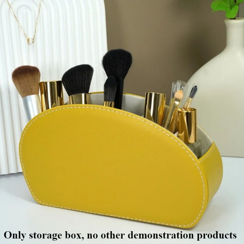 1PC Multifunctional 5 Grid Desktop PU Leather Organizer Remote Control Storage Box Cosmetics Makeup Brush Holder Sundries Stand: Silver