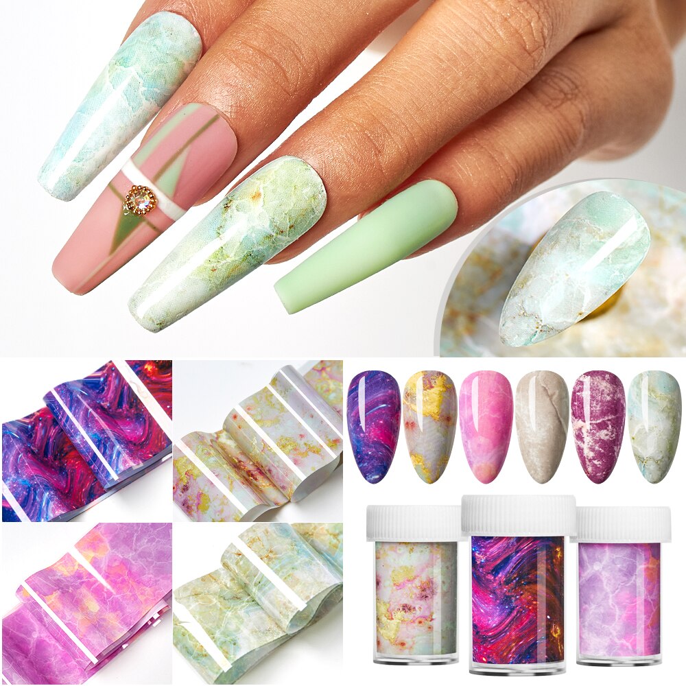Transfer klistermärke gel set nagelhäftande lim överföringsfolie klistermärke nagelfolie stjärnhimmel marmor nail art överföring klistermärken dekaler