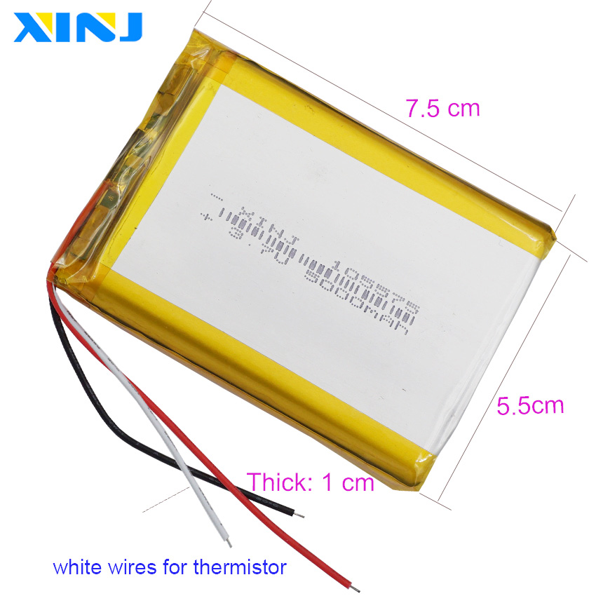 3.7V 5000mAh 18.5Wh Li-Polymer Li Lipo Battery NTC 3 Wires Thermistor For GPS Power Bank E-Book PAD MID PSP DIY Tablet PC 105575