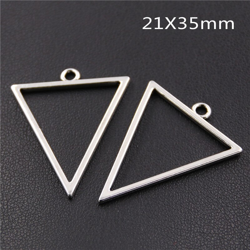 30 Uds. De Joyería de aleación, dijes de palo triangular, bandeja colgante en blanco hueco, dijes de bisel, DIY, hecho a mano: Triangle