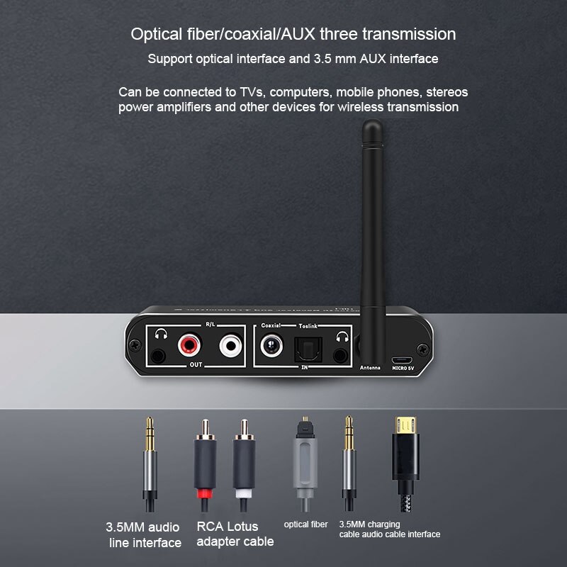 5.0 Bluetooth Receiver USB Bluetooth Combo TV Computer Bluetooth Transmitter with Enthusiast DAC and AptX HD
