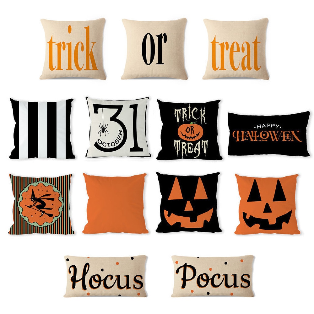 Halloween kurpitsa noita temppu tai herkku tyynyliina koriste pellava tyyny halaus tyynyliina halloween kodin sisustus  ha012