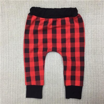 Bebis pojkar flickor jul harem byxor pojke flicka höst röd pläd långbyxor småbarn byxor barn leggings 22: Svart / 18m