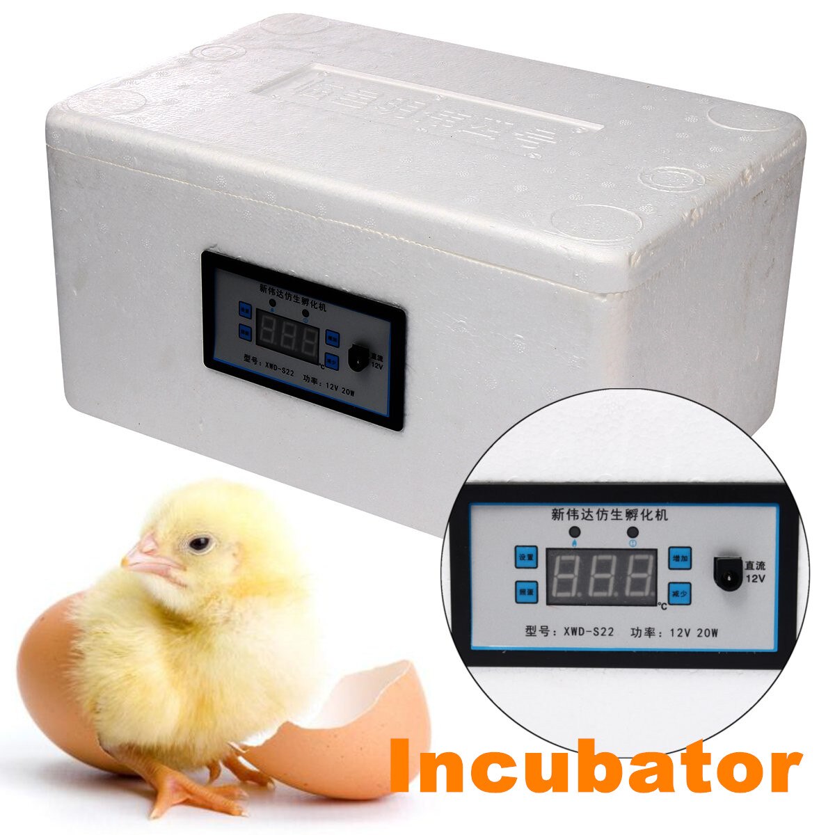 22 Position Automatic Digital Family Eggs Incubator Chicken Poultry Hatcher Home Foam Waterbed Incubator Farm Incubation Tools