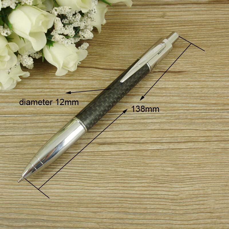 ACMECN 2pcs / lot Propelling Writing Stationery Sets Carbon fiber Ballpoint Pen &amp; 0.7mm Mechanical Pencil Twin Pen Set