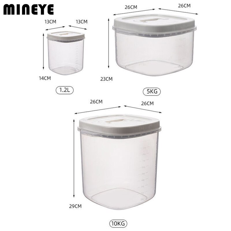 Transparent Rice Bucket Insect-proof Moisture-proof Sealed Flour Storage Containers Kitchen Grains Pet Dog Food Storage Box