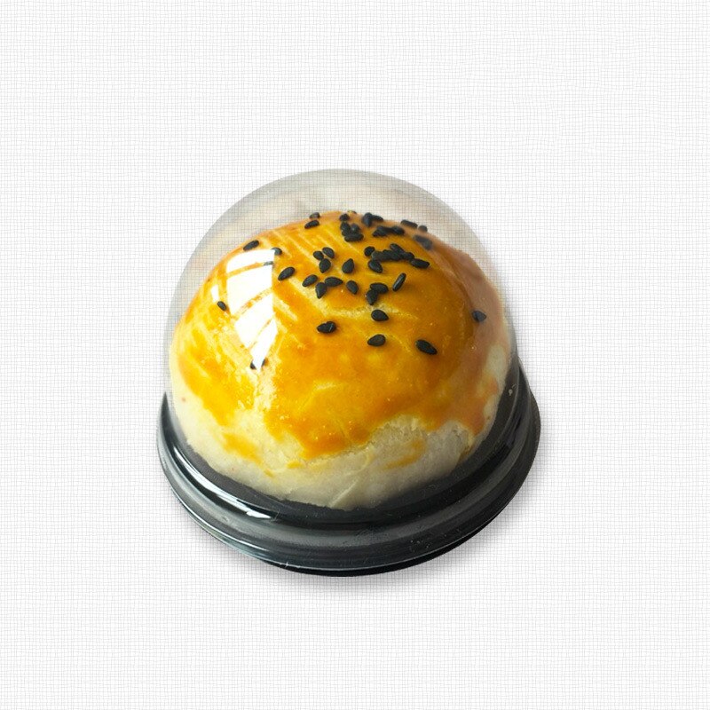 Caja de plástico transparente para repostería, embalaje redondo de yema de huevo, ampolla de pastel de Luna, 50 Uds.: black