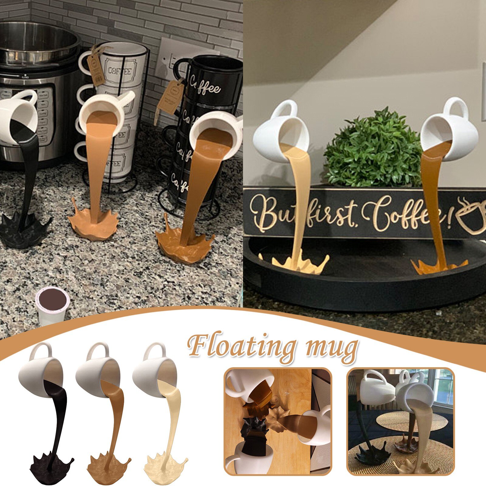 Drijvende Koffie Cup Mok Sculptuur Keuken Decor Gieten Morsen Decoratie Gieten Splash Creatieve Koffie Mok Home Decoratie