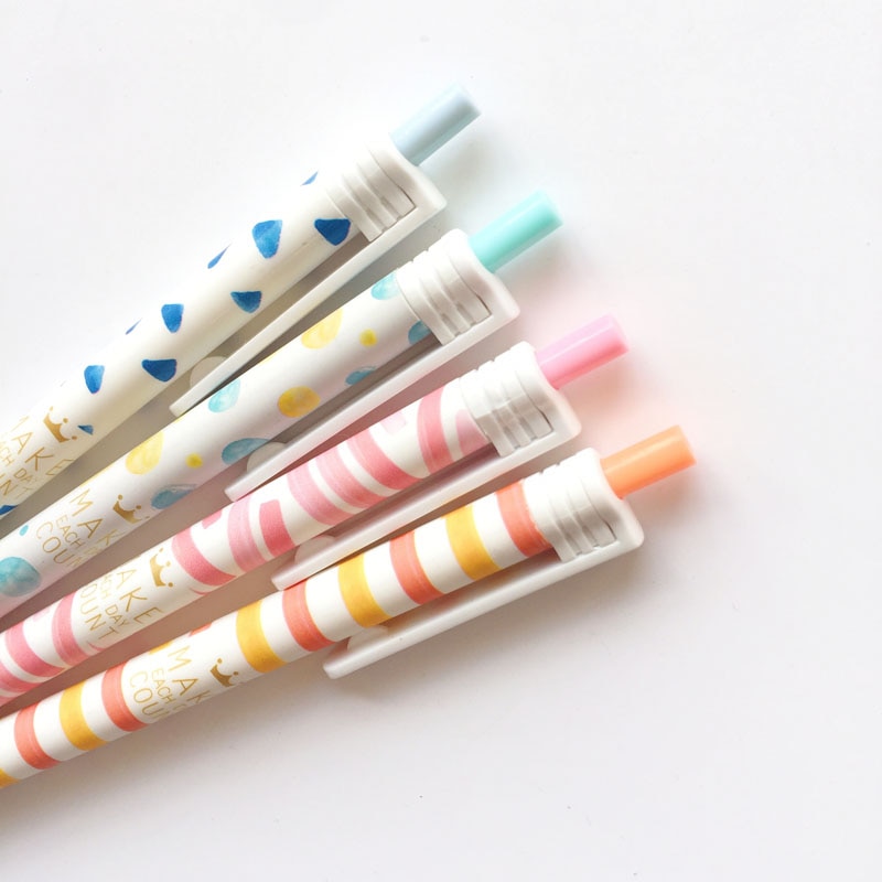 3X Simple Stripe Dots Press Mechanical Pencil School Office Supply Student Stationery Kid Automatic Pencil 0.7mm