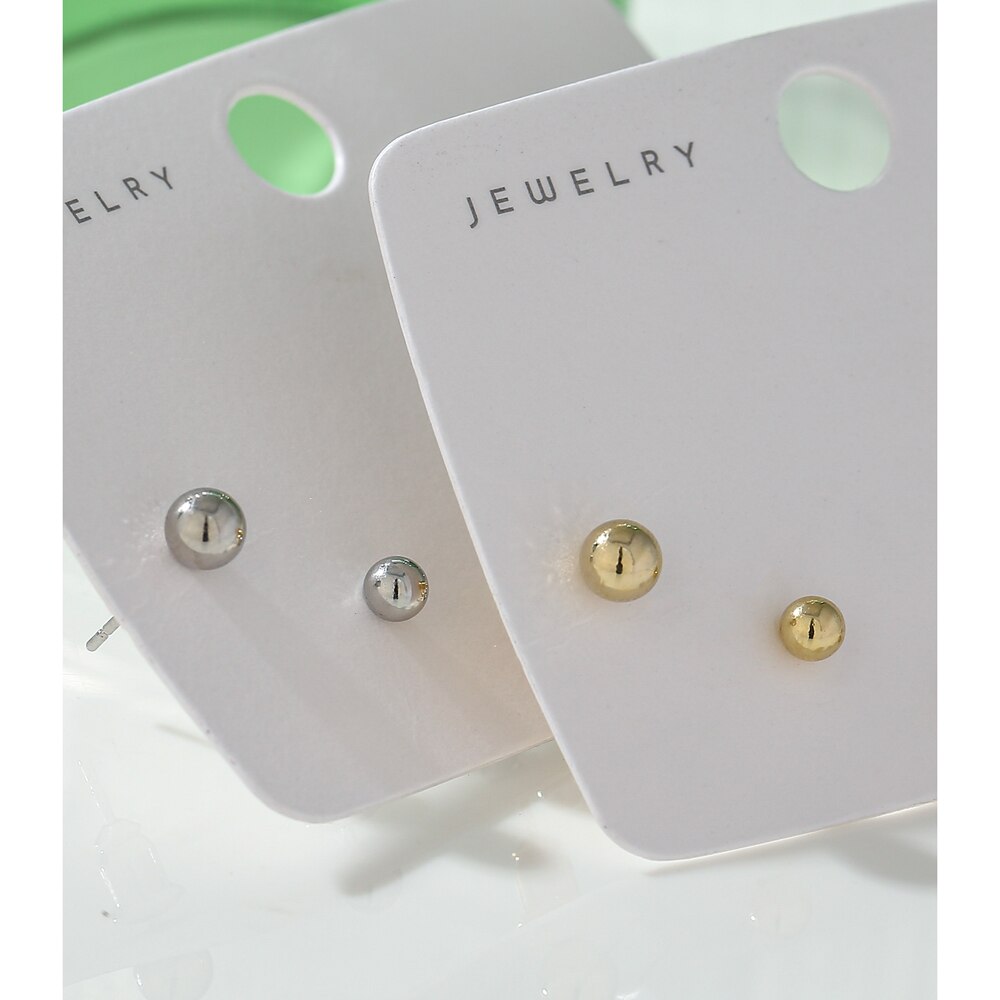 Yhpup Minimalist Metal Texture Small Stud Earrings Set for Women Trendy Round Ball Earrings Stylish Jewelry Accessories