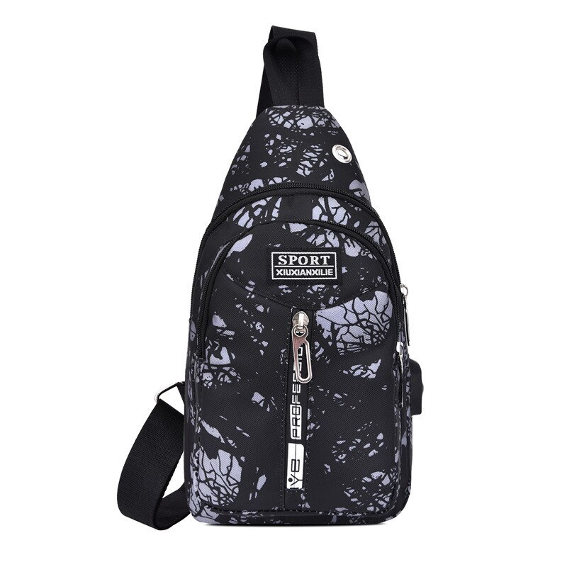 Male Shoulder Bags USB Charging Crossbody Bags Multifunctional Canvas Theft Chest Bags Short Trip Messengers Bag: 8