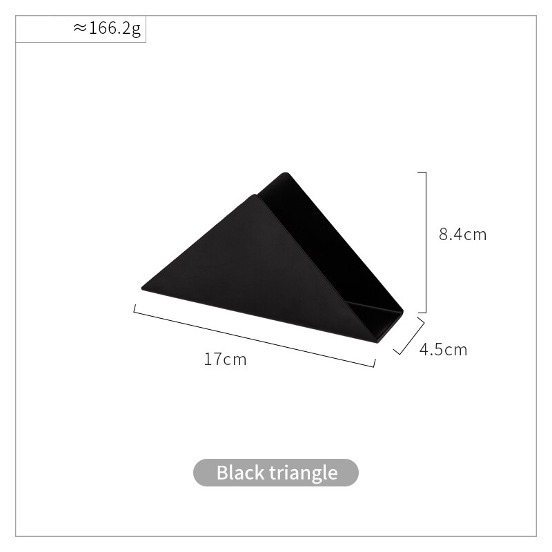 Caja para pañuelos y servilletas triangulares de acero inoxidable, color negro y dorado, papel para mesa rejilla para almacenamiento de toallas, decoración de escritorio para el hogar: Black triangle
