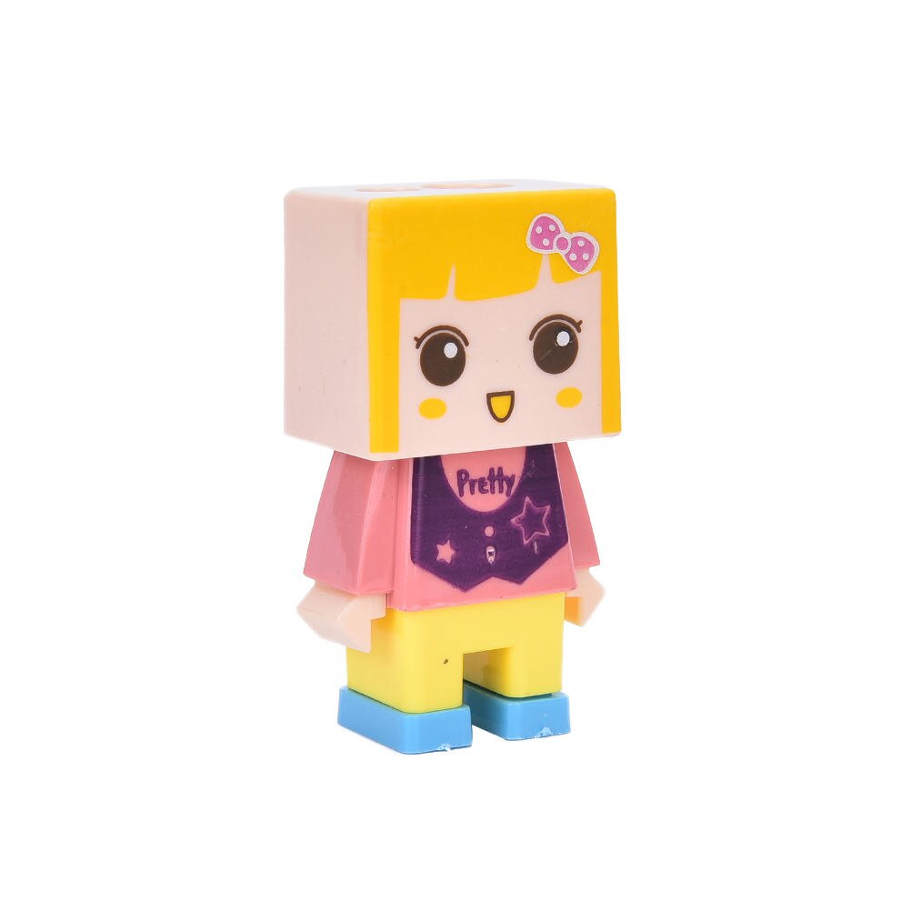 Funny Pupil Cartoon Diy Assembly Child Villain Double Hole Kid Pencil Sharpener With The Eraser Color Random Pencil Knife