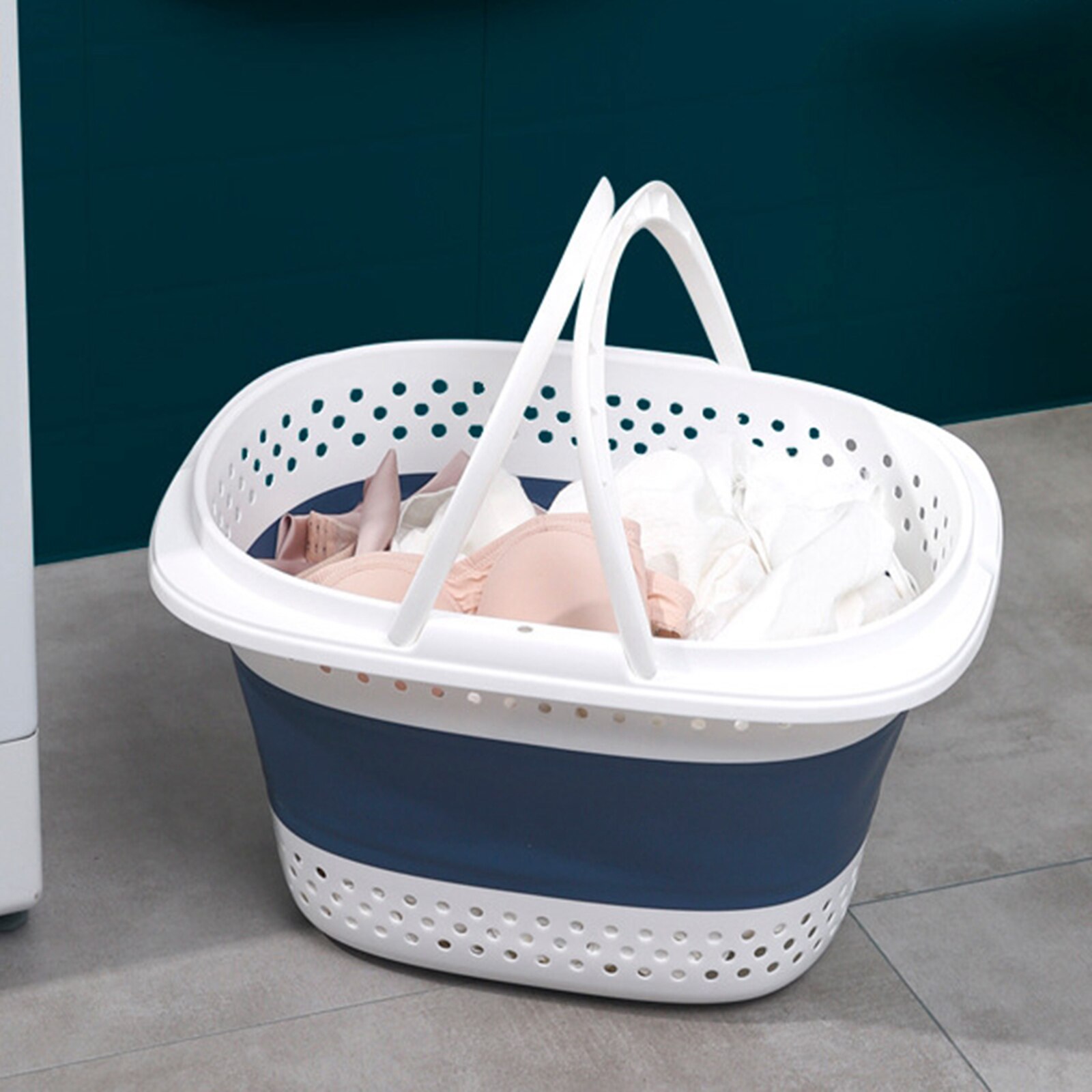 Collapsible Laundry Basket Large Folding Plastic Home Bathroom Basket Portable Storage Container Organizer