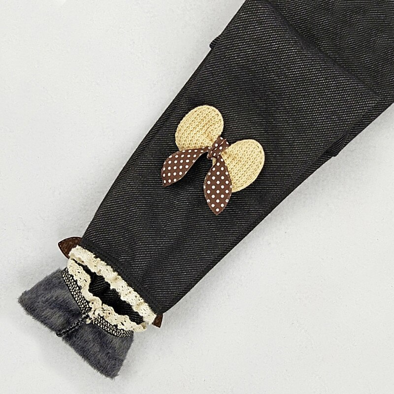 LZH Winter Herbst freundlicher Bogen Spitze Hosen Für Mädchen Samt Gepolsterte Gamaschen freundlicher Hosen Für Mädchen Kleidung 3-10Y: Schwarz / 8