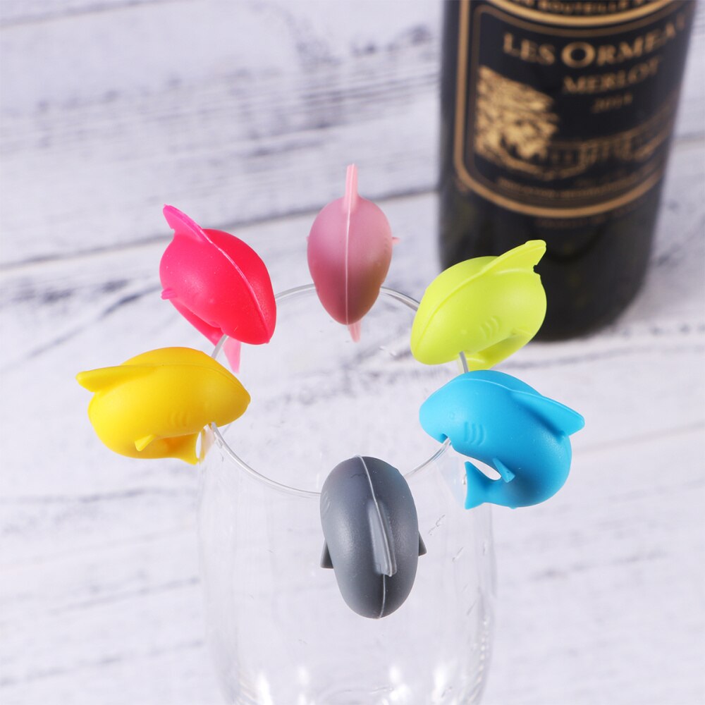 6 Pcs Glass Drink Markers Silicone Mini Shark Reusable Glass Charms Wine Bottle Sticker for Banquet: 12 pcs
