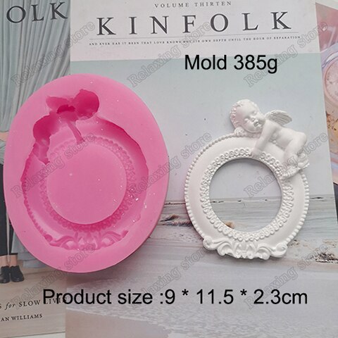 Engel babyramme aroma gipsform til boligdekoration fotoramme fondant kage silikoneform diy lerrammeform: 3