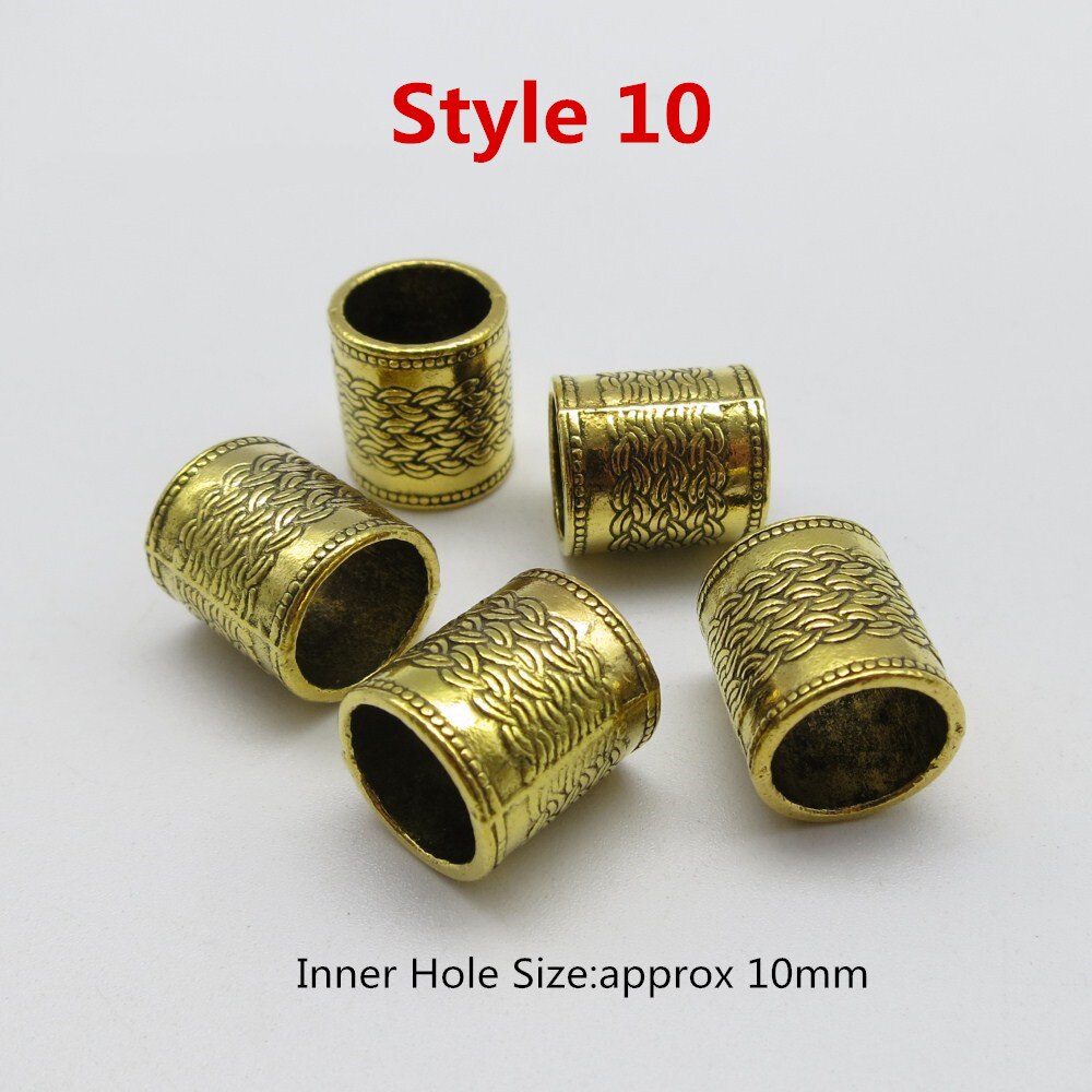 5 Stks/pak Big Hole Viking Haar Vlecht Dread Dreadlock Baard Kralen Ringen Buis Voor Vrouwen Mannen Haaraccessoires: 5pcs Style 10