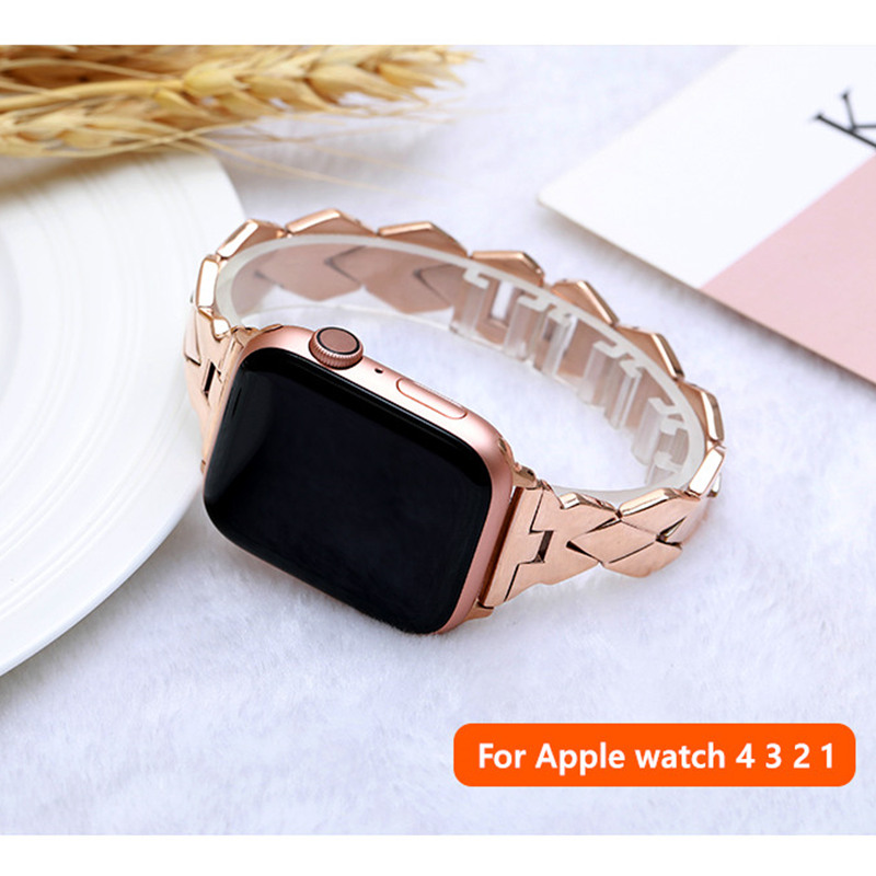 Bracelet en acier inoxydable pour Bracelet de montre pomme 38mm 42mm iWatch 4 bandes 44mm 40 mm Bracelet de ceinture en métal rhombique montre Apple 5 4 3 2 1