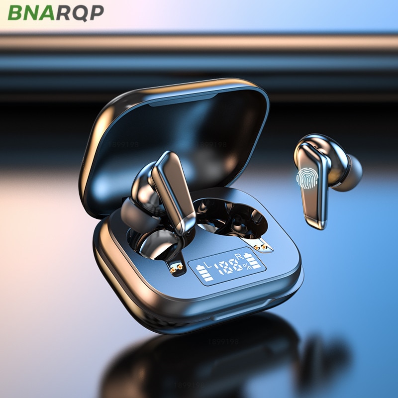 Bluetooth Headphones - 9D HIFI Sound, Waterproof IPX5, 300mAh Charging Case, LED Display, Noise Reduction