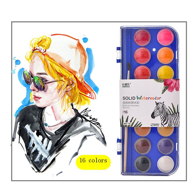 12/16/28 Kleuren Solid Aquarel Schildert Met Schilderen Borstel Voor Kinderen Diy Art Schilderij Tekening Gereedschap Set