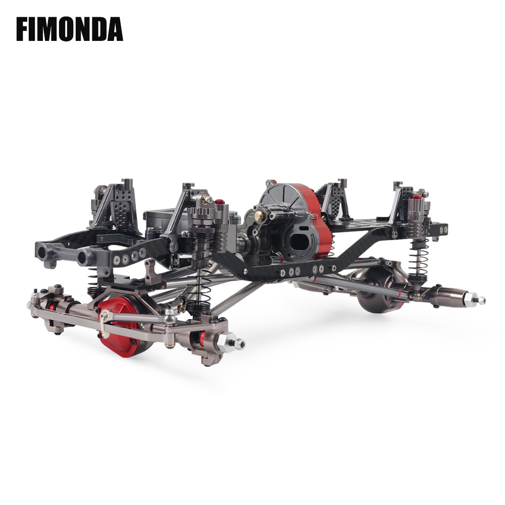 FIMONDA 1/10 RC Crawler Chassis In Metallo Kit di 313 millimetri 12.3 "Passo con di Trasmissione In Metallo di Alluminio Asse Telaio In Fibra di Carbonio ferroviario