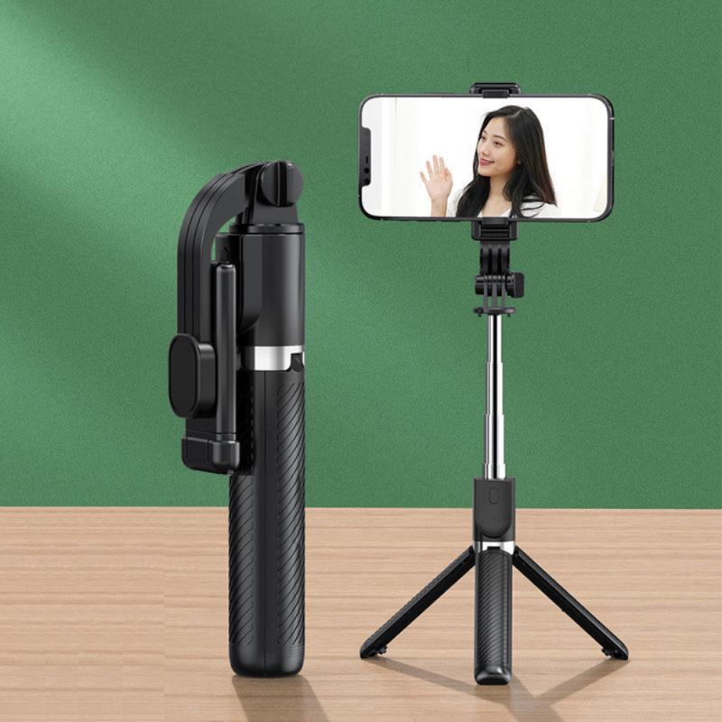 Bluetooth Wireless Selfie Stick Mini Tripod Extendable Monopod With Fill Light Remote Shutter For IOS Android Phone: Black