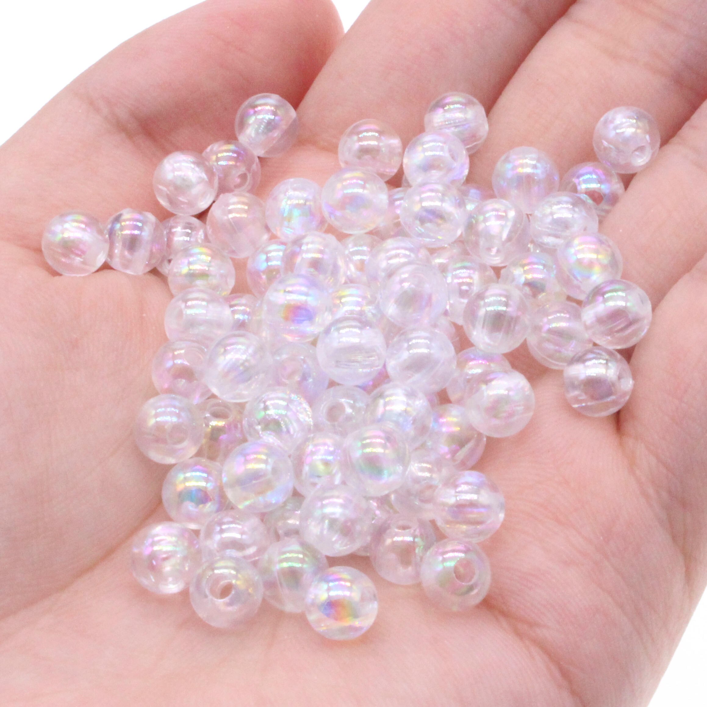 CHONGAI 6mm Light Purp Transparent AB Acrylic Round Ball Spacer Beads For Jewelry Making DIY Jewelry Accessories For Handicrafts: white