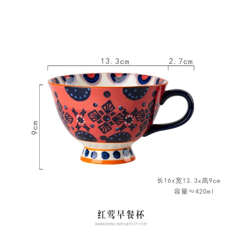 Taza de cerámica grande para desayuno, taza para leche,: A002