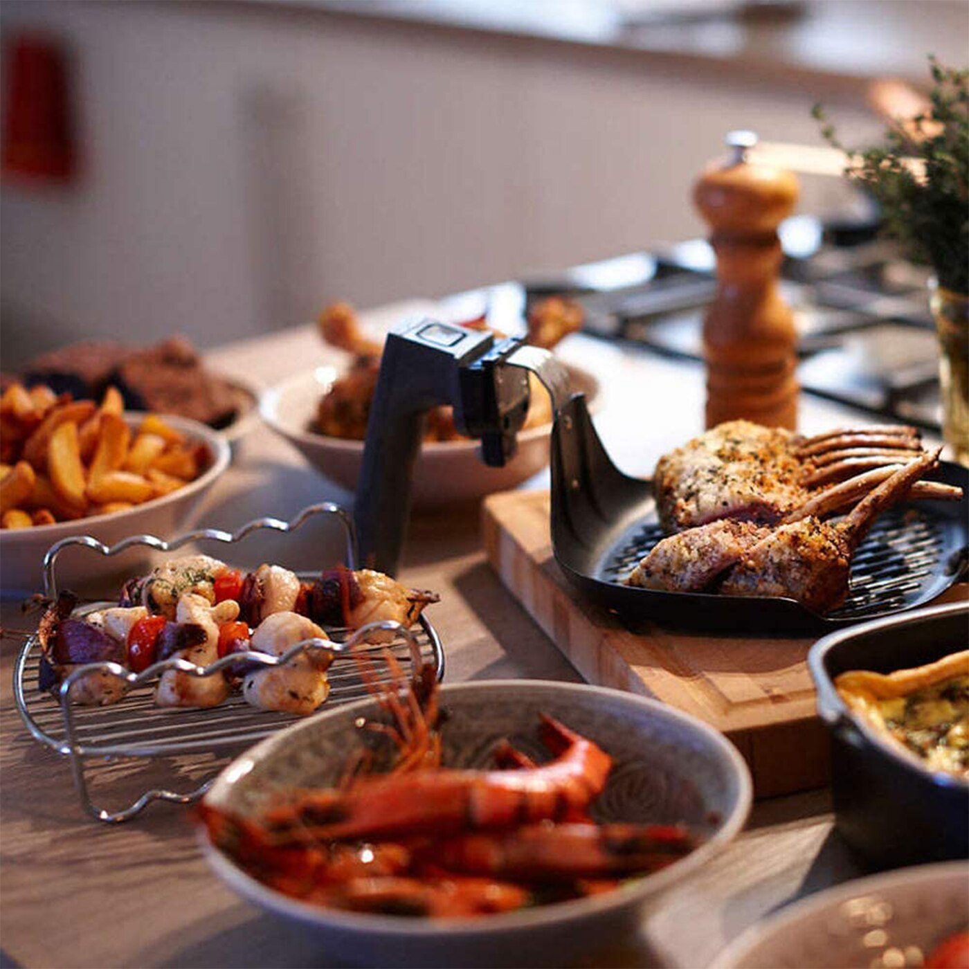 Double Layers Air Fryer Racks Stainless Steel Grill Multi-purpose Roasting Rack Skewers Baking Tray Air Fryer AccessoriesTools