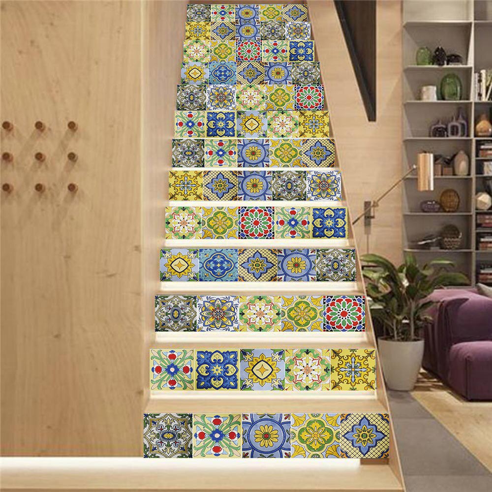 13pcs PVC thickened step stickers decorative home stairs stickers waterproof wall stickers waterproof and tile stickers